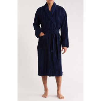 Majestic International Shawl Collar Textured Cotton Robe in Navy at Nordstrom Rack, Size Large/x-Large