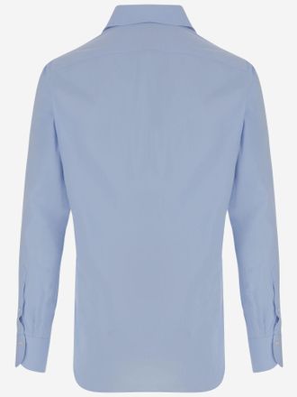 Finamore Mens Shirt Stretch Cotton Blend Light Blue