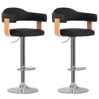 vidaXL Taburetes De Cocina 2 Uds Cuero Sint&eacute;tico Madera Curvada Negro Vidaxl