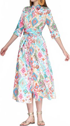 Vilagallo Ikat Midi Dress In Multi