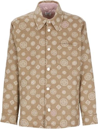 Casablanca Monogram Wol Jas - Heren - Zomerjassen - Bruin - L - Wol - Jassen