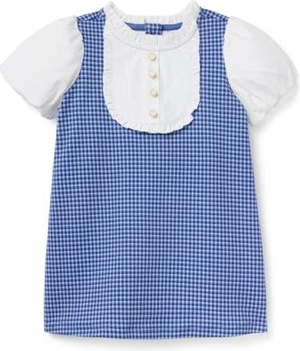 Janie and Jack Houndstooth Puff Sleeve Dress in Blue at Nordstrom, Size 12-18M