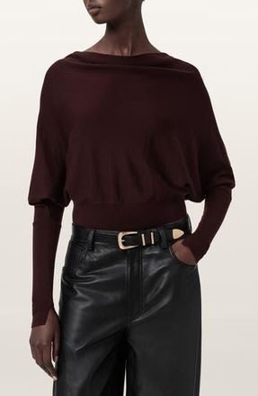 AllSaints Ridley Dolman Sleeve Crop Sweater in Port Red at Nordstrom Rack, Size Medium