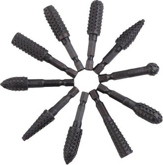 OEM Juego De 10 Limas Rotativas, Aptas Para Limas Rotativas Con Mango Hexagonal Para Tallado De Madera, Pulido De Metales Y Grabado, Color Negro