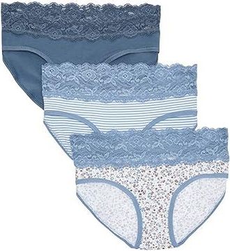 Pact Lace Waist Brief 3-pack Womens Underwear Lace Wildflowers : XS, Cotton/Elastane