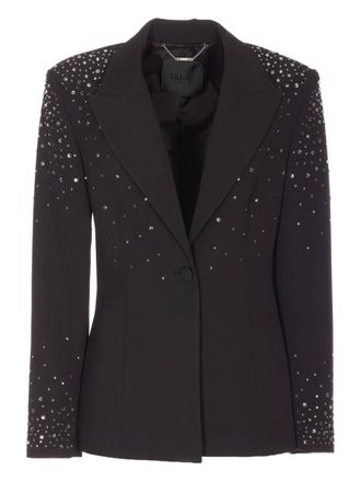 Liu Jo crystal-application V-neck blazer - Black