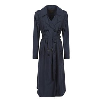 Moorer Trench Coats, female, Blue, Size: S Cleopatra Belted Trench Coat