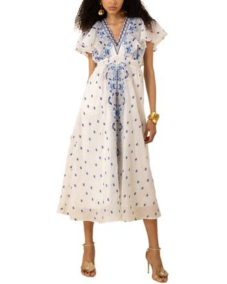 Hale Bob Linen-Blend Ellianna Midi Dress