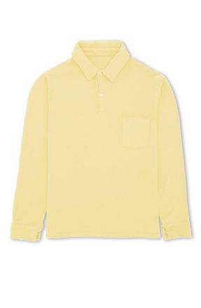 Fortela Missouril Long Sleeve Cotton Polo in Yellow at Nordstrom, Size Medium