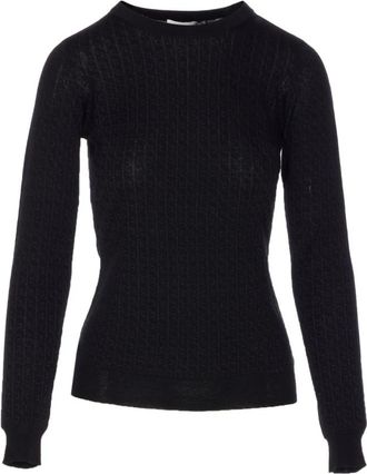Elisabetta Franchi Zwarte Zijde & Nylon Trui - Dames - Ronde hals truien - Zwart - XS - Nylon - Truien & Vesten