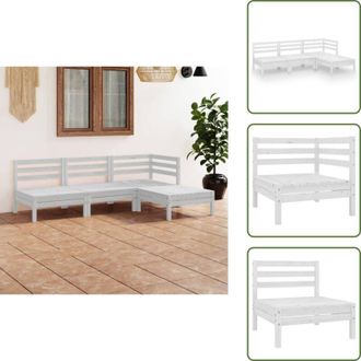 vidaXL The Living Store Set Salotto da Giardino 4 pz in Legno Massello di Pino Bianco - Divano da esterno