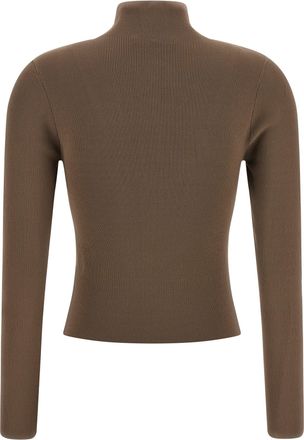Alexander Wang Logo Ribbed Turtleneck Turtleneck - Brown