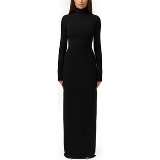 Naked Wardrobe Butter Turtleneck Long Sleeve Maxi Dress in Black at Nordstrom, Size X-Small