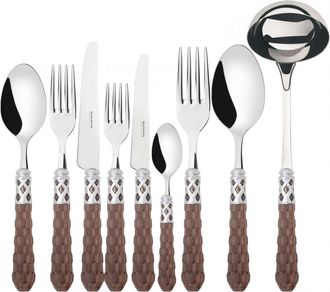 Bugatti Bohemia Ghiera Cromata, Posate Set 75 Pz, Scatola Legno Weng&egrave;, Casa Bugatti - Colore: Tabacco