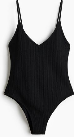H&M Badeanzug mit wattierten Cups und High Leg - Schwarz