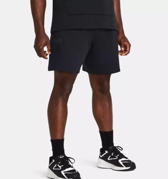 Under Armour UA Rival Terry Shorts Men Black Drawstring Heavyweight SRT67