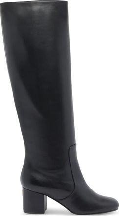 Via Roma 15 65 mm leren knielaarzen met blokhak - Zwart