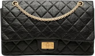 Chanel Pre-owned Vintage Double Flap Shoulder Bag - Dames - Vintage Schoudertas - Zwart - ONE Size - Leer - Vintage