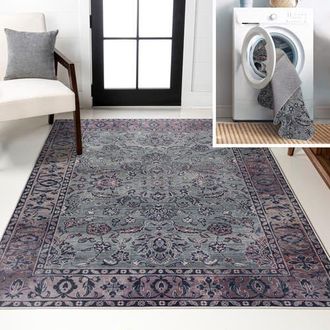 Jonathan Y Designs Victoria Ornate Persian All-Over Machine-Washable Area Rug in Purple/gray at Nordstrom, Size 3Ft 0In X 5Ft 0In