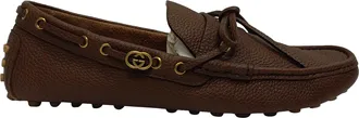 Gucci Pre-owned Mens Interlocking G Driving Shoes in Brown Leather - Mocha - Size UK 10.5