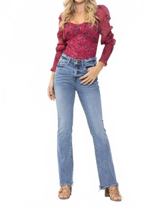 Judy Blue High Waist Double Button Bootcut Jeans In Medium Blue