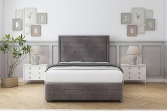 Comfort Beds Anna Naples Divan Set No Drawers-26 Headboard-Footboard in Grey | Size: Double