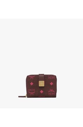 MCM Aren Brass Plate Wallet in Visetos in Cinnamon at Nordstrom
