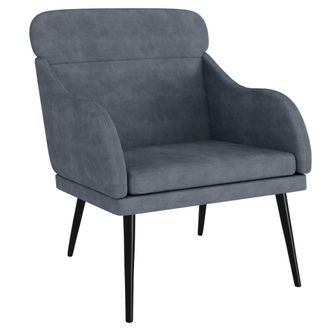 vidaXL Sill&oacute;n De Terciopelo Gris Oscuro 63x76x80 Cm Vidaxl