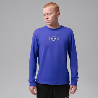Nike Jordan Mens Jordan Sport Dri-FIT Long-Sleeve T-Shirt in Blue | IQ0933-432
