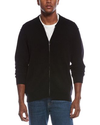 Kier + J College Wool & Cashmere-Blend Zip-Up Cardigan