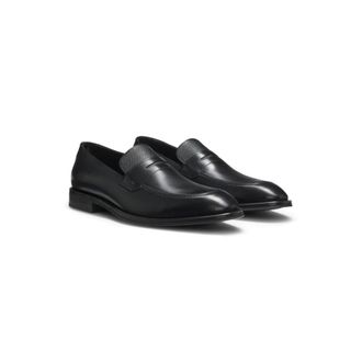 BOSS Textured-tongue loafers in leather