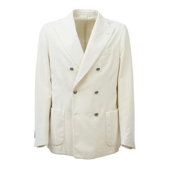 Luigi Bianchi Mantova Jassen, Heren, Wit, XL, Double-breasted Velvet Blazer