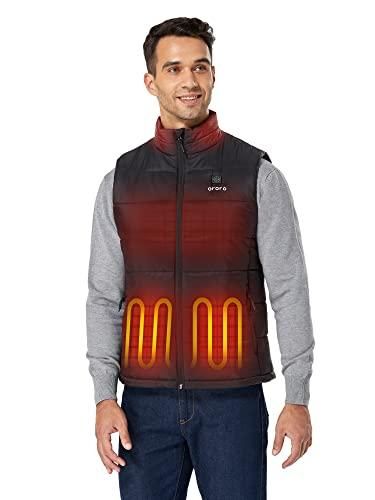 UNBON Gilet Chauffant Homme, Veste Chauffante Homme avec Batterie USB 10000mAh, Doudoune Chauffante Hommes sans Manches avec 3 Températures 6 Zones de Chauffage Électrique pour Moto Chasse, Noir, M