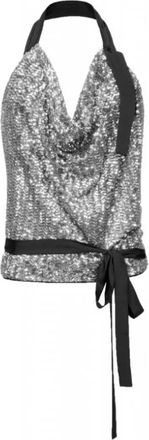 Pinko Top Tusca 1 Sequin Tie Back - Dames - Tops zonder mouwen - Grijs - M - Polyester - Tops