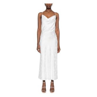 Rotate ROTATE Birger Christensen, Maxi Dresses, female, White, Size: M Cowl-neck Midi Dress