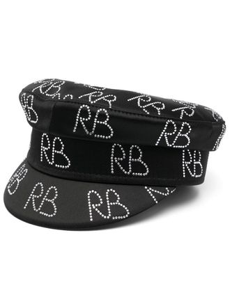 Ruslan Baginskiy Womens Crystal-Embellished Baker Boy Hat
