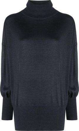 Brunello Cucinelli Blue Cashmere Womens Turtleneck