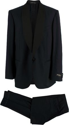 Corneliani Black Extra Fine Wool Single Breasted Suit Size XXL