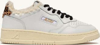 Autry SNEAKERS MEDALIST LOW IN PELLE E SHEARLING BIANCO E LEOPARD