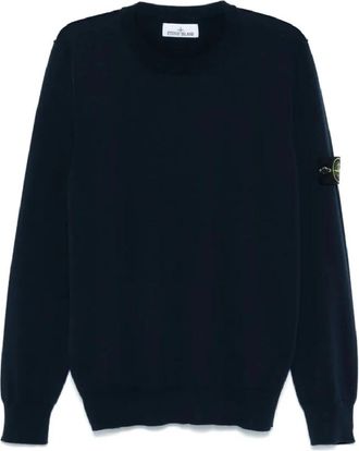 Stone Island Gebreide Trui Sweater Upgrade Garderobe Casual Wear - Heren - Ronde hals truien - Blauw - 2XL - Katoen - Truien & Vesten