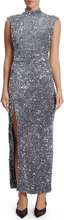 Bardot Kelso Velvet Sequin Sleeveless Dress in Silver at Nordstrom, Size X-Small