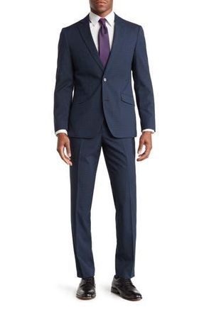 The Savile Row Company Navy Check Two-Button Notch Lapel Suit at Nordstrom Rack, Size 38Regular