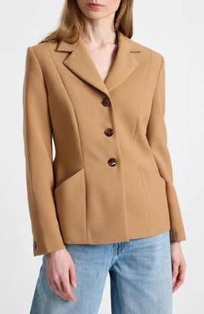 Santorelli Febe Crepe Jacket with Bucket Pockets in Dune Sand at Nordstrom, Size 14