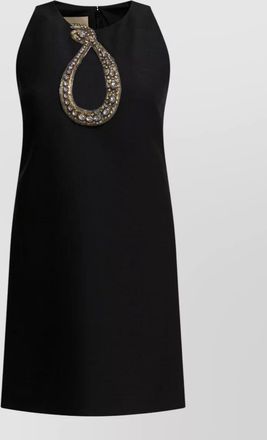 Valentino Garavani wool blend dress embellished neckline sleeveless