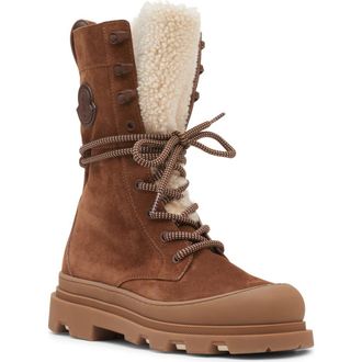 Moncler Vera Genuine Shearling Trim Boot in Pinecone at Nordstrom, Size 7Us