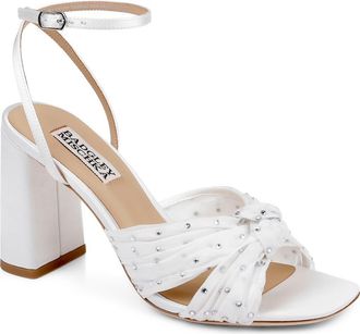 Badgley Mischka Wila Ankle Strap Sandal in White Satin at Nordstrom, Size 6.5