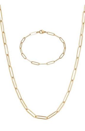 Adornia 18K Gold Plated Paper Clip Necklace & Bracelet Set at Nordstrom Rack