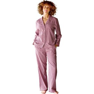 Christy Gingham Ruffle Yarn-Dyed Pajamas in Red at Nordstrom, Size X-Large