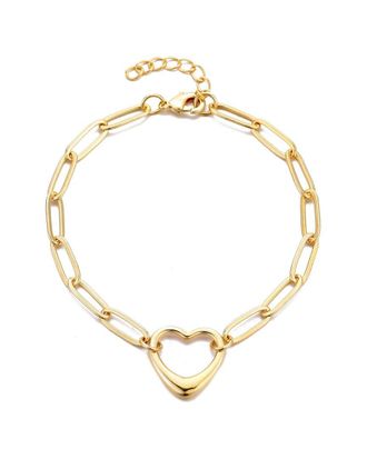 Adornia Adornia 14K Plated Paperclip Chain Outline Heart Bracelet