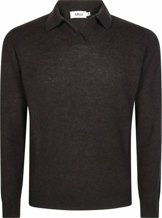 Altea Cashmere Merino Open Collar Knit Polo Shirt